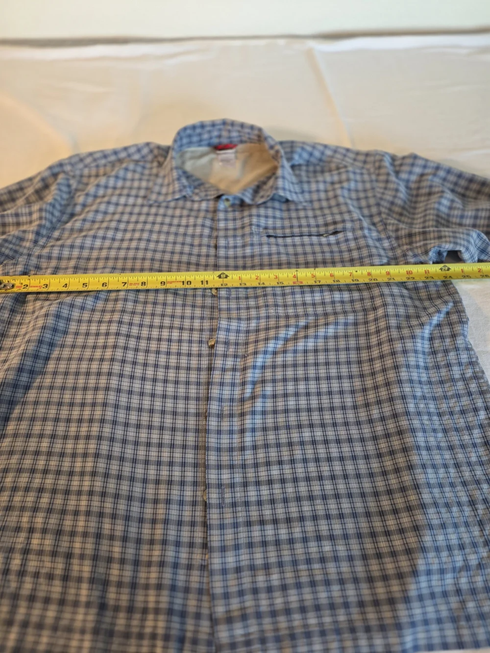 The North Face Blue Plaid Short-Sleeve Button-Up Shirt